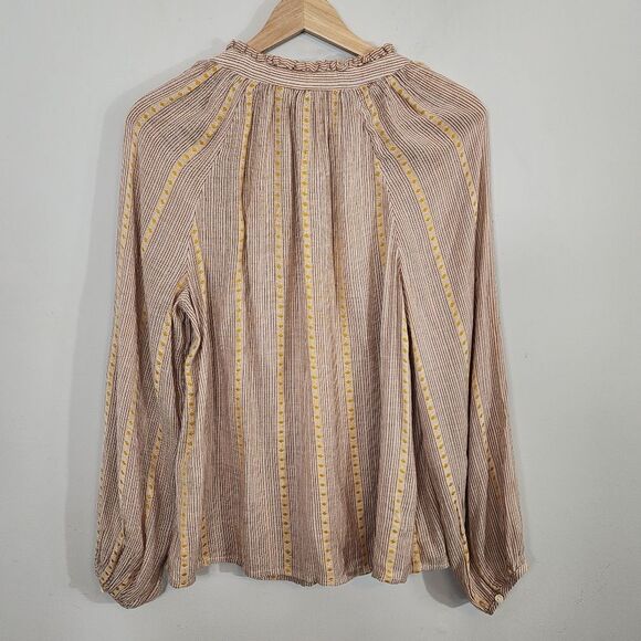 NWT Lucky Brand Embroidered V Neck Peasant Boho Bohemian Blouse Size Medium - Picture 9 of 10